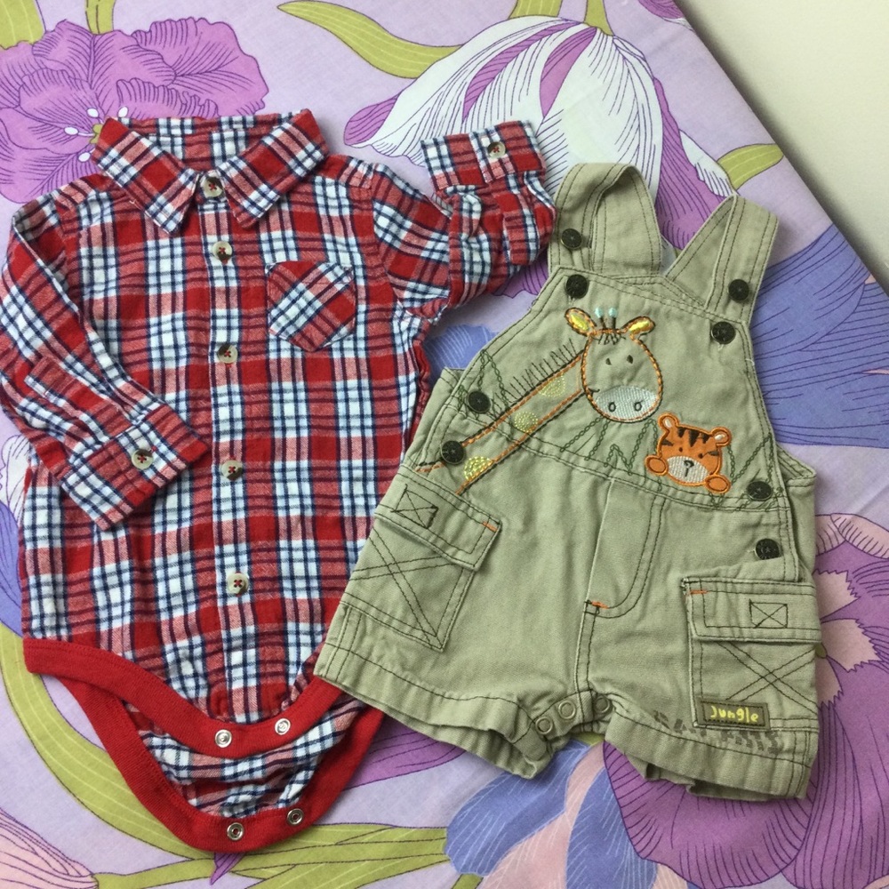 NWOT Baby Rebels 2 Pz Overalls & button down Onesie UNISEX